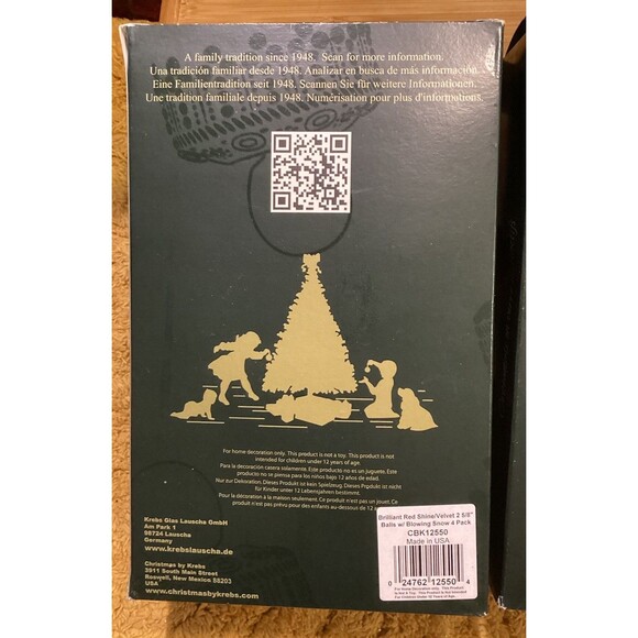 Krebs Glass Christmas Ornaments Brilliant Red Shine Balls With Blowing Snow X8 - Picture 4 of 7